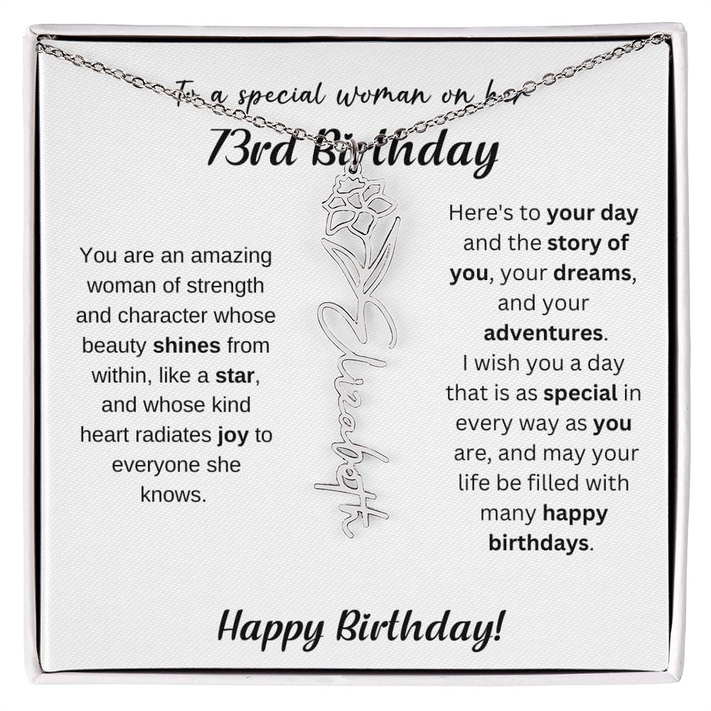 73rd Birthday Gift Birthflower Necklace