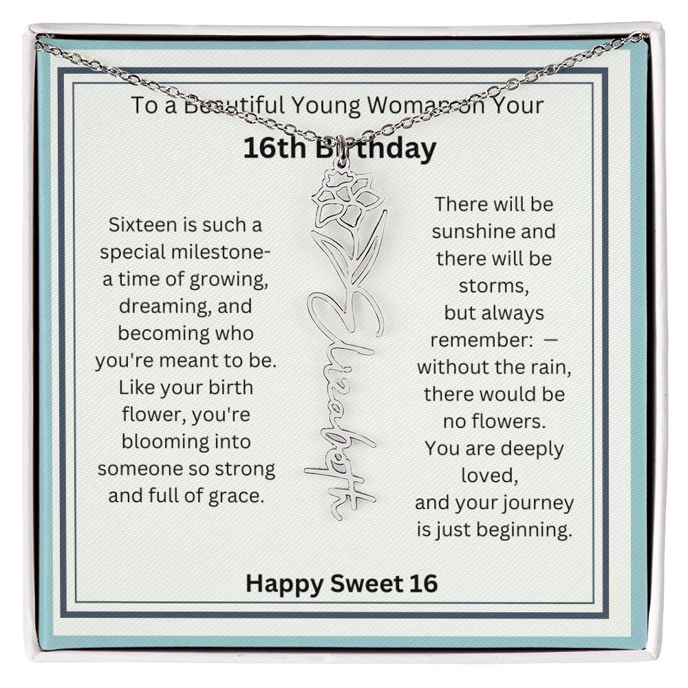 Sweet 16 Birth Flower Name Necklace Gift 2