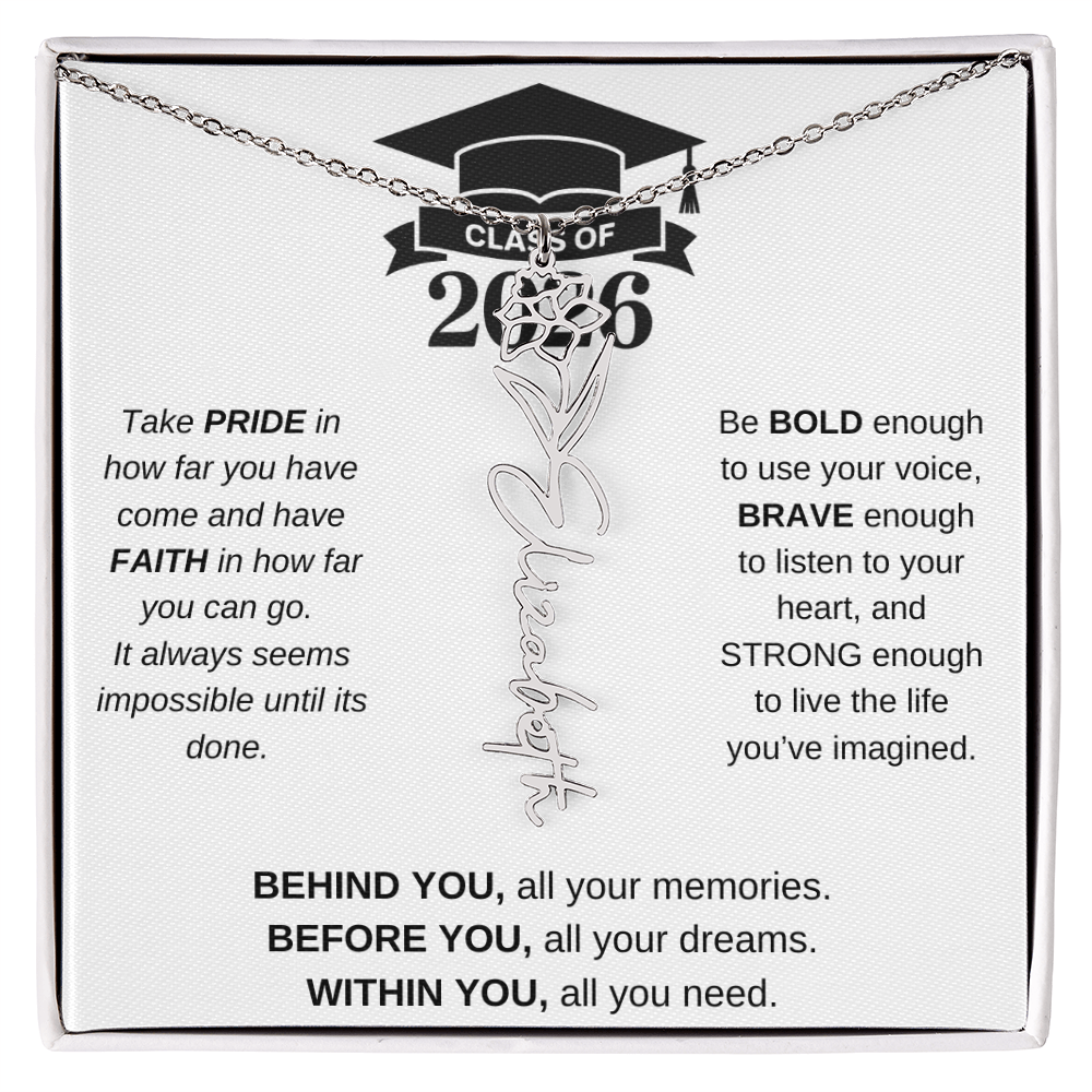 2026 Graduation Jewelry Birthmonth Flower Name Necklace