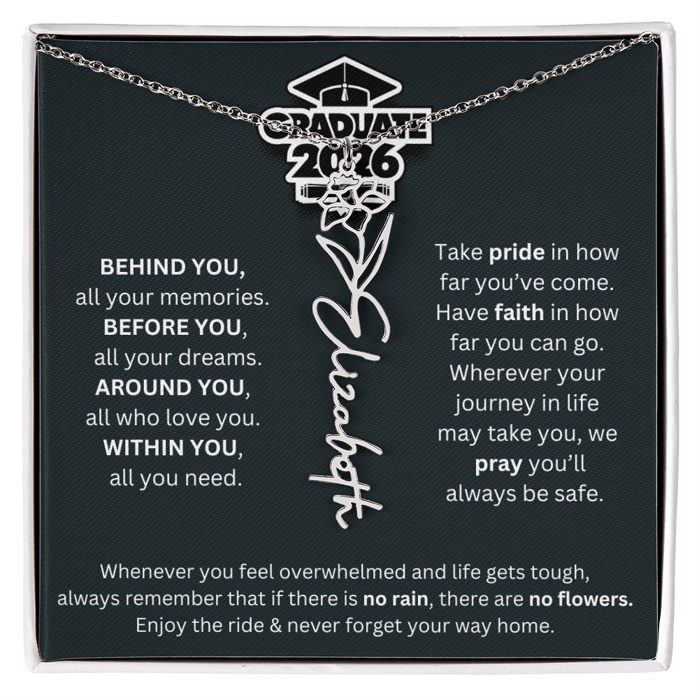 2026 Graduation Gift | Birth Flower Name Necklace 1