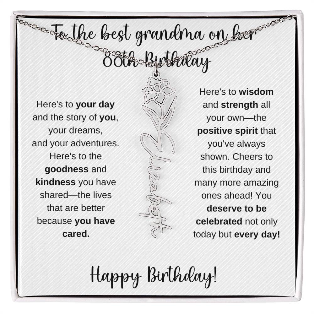 To The Best Grandma - Happy 88th Birthday | Flower Name Necklace