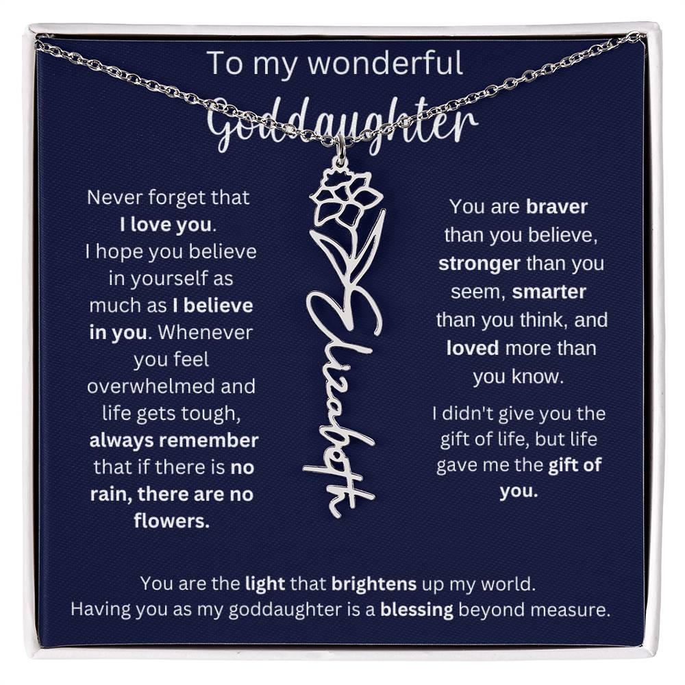 To My Wonderful Goddaughter | I Believe In You | Flower Name Necklace