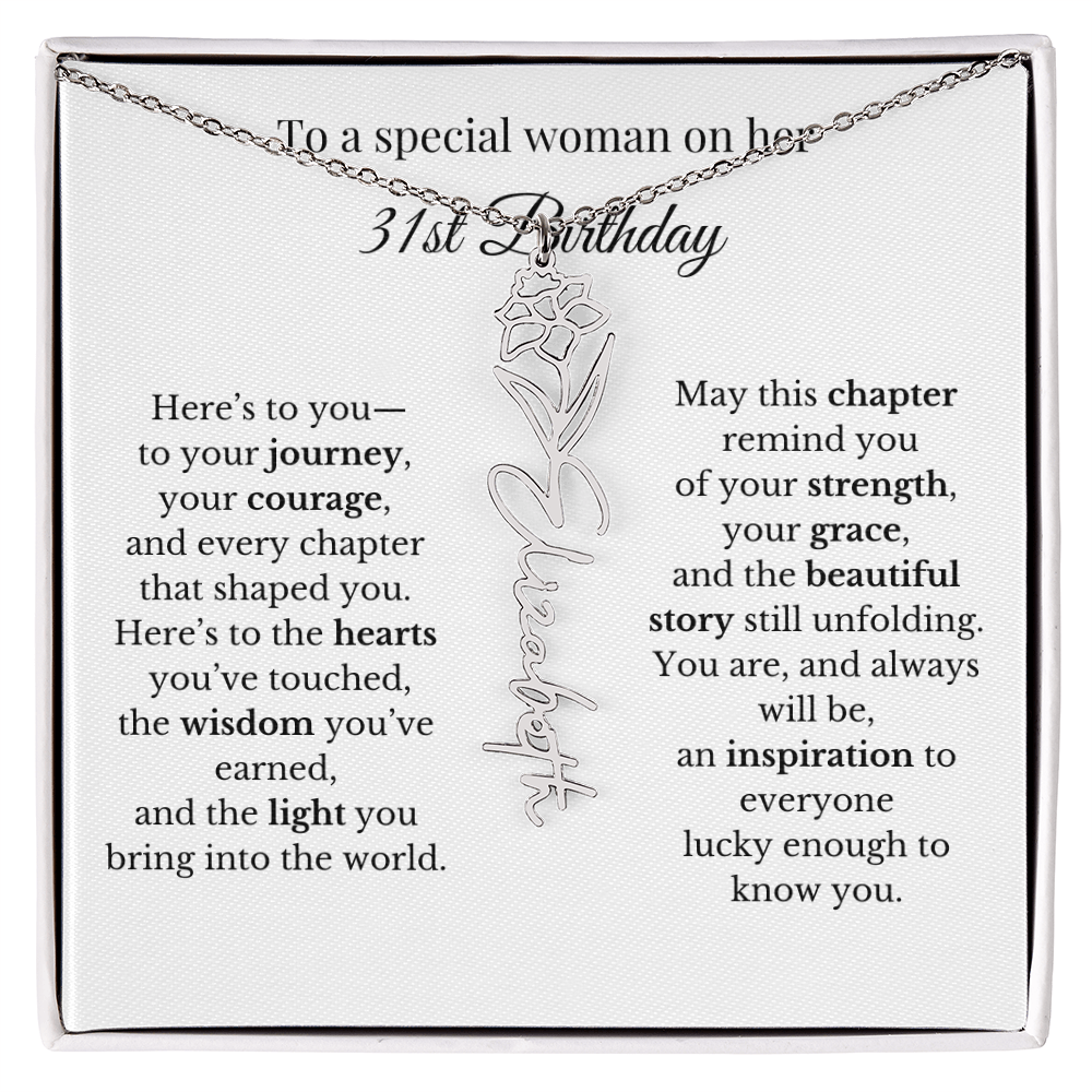 31st Birthday Gift for Her Birth Flower Name Necklace