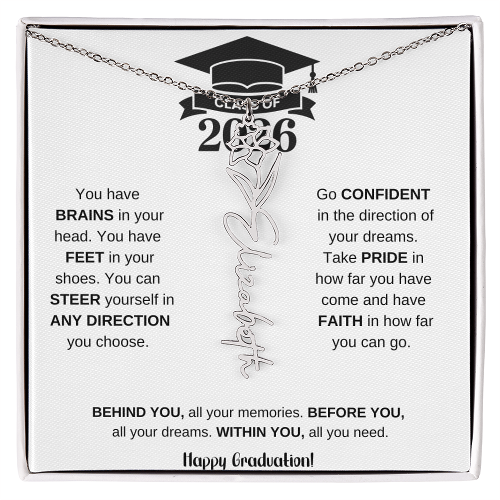 Personalized 2026 Graduation Gift Birth Month Flower Necklace