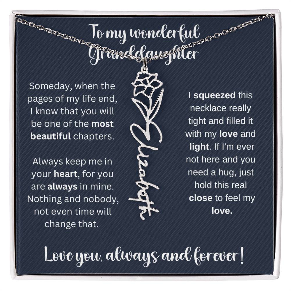 To My Wonderful Daughter Always Keep Me In Your Heart | Flower Name Necklace