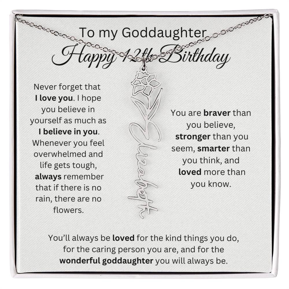 To My Goddaughter Happy 12th Birthday - Flower Name Necklace