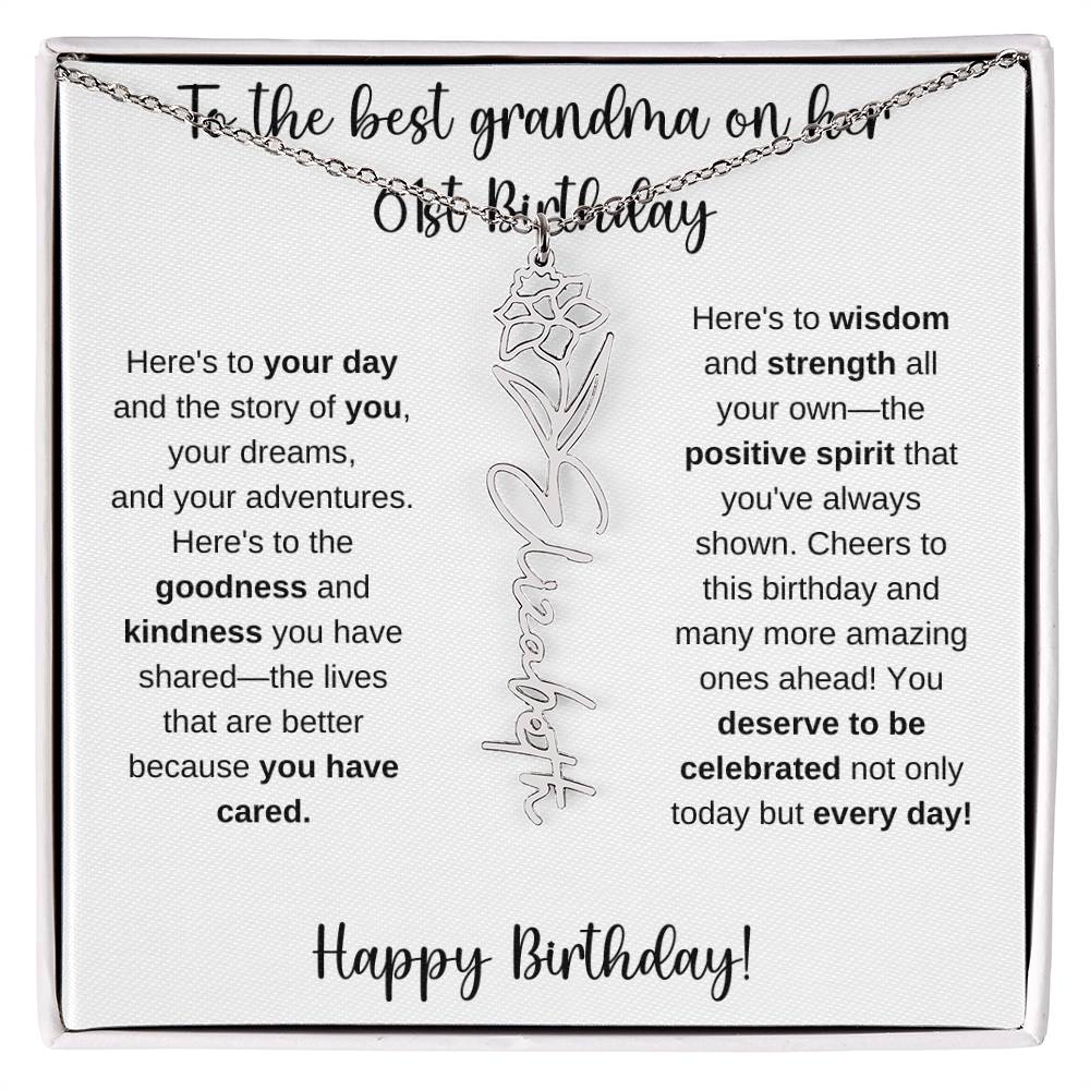 To The Best Grandma - Happy 61st Birthday | Flower Name Necklace