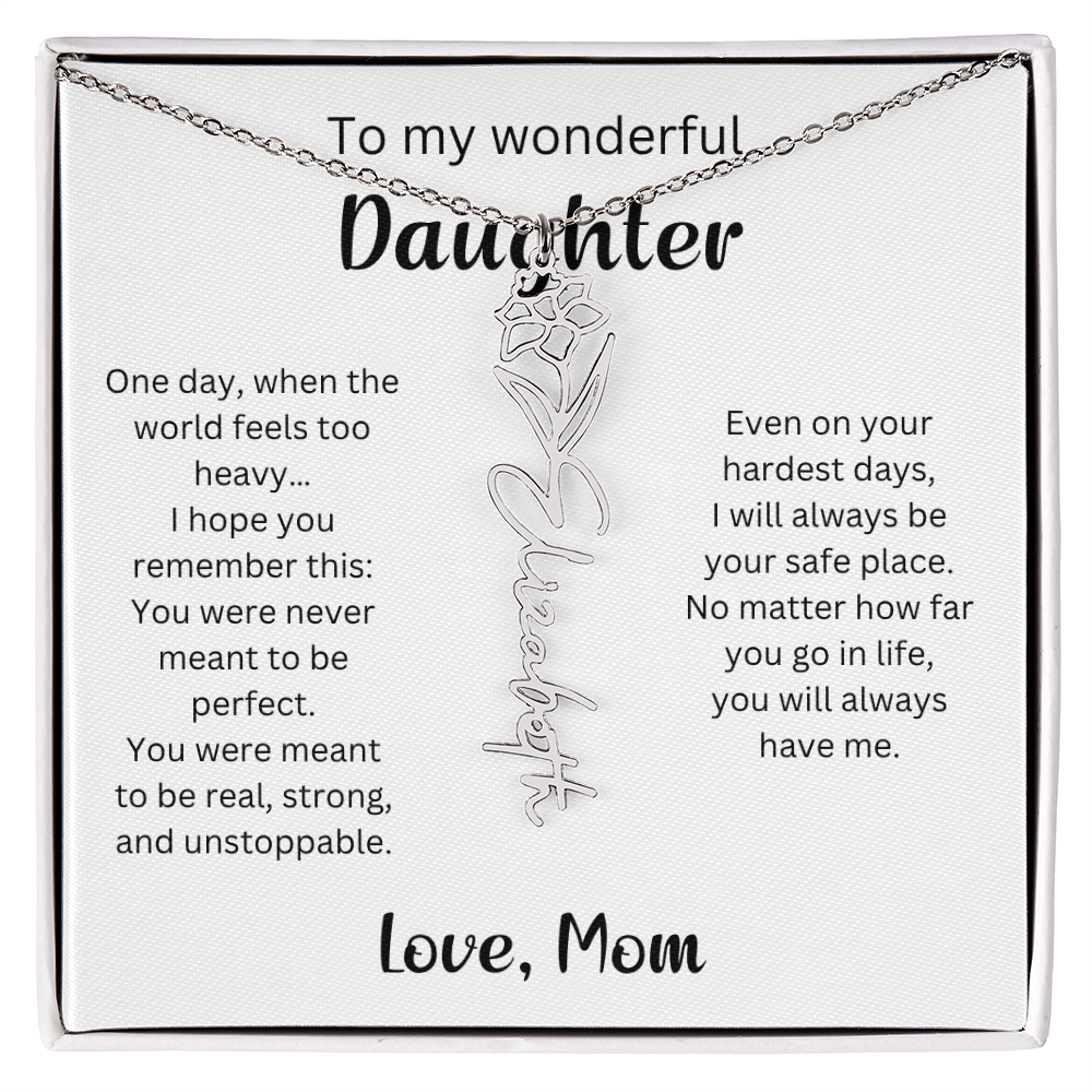 Emotional Gift for Daughter - Birth Flower Name Necklace