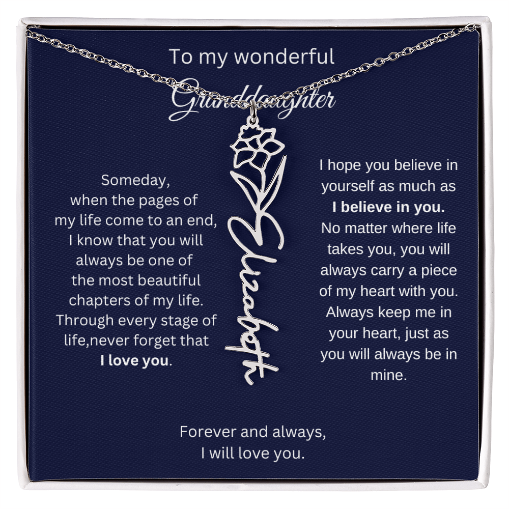 Meaningful Jewelry for Granddaughter - Birth Flower Name Necklace
