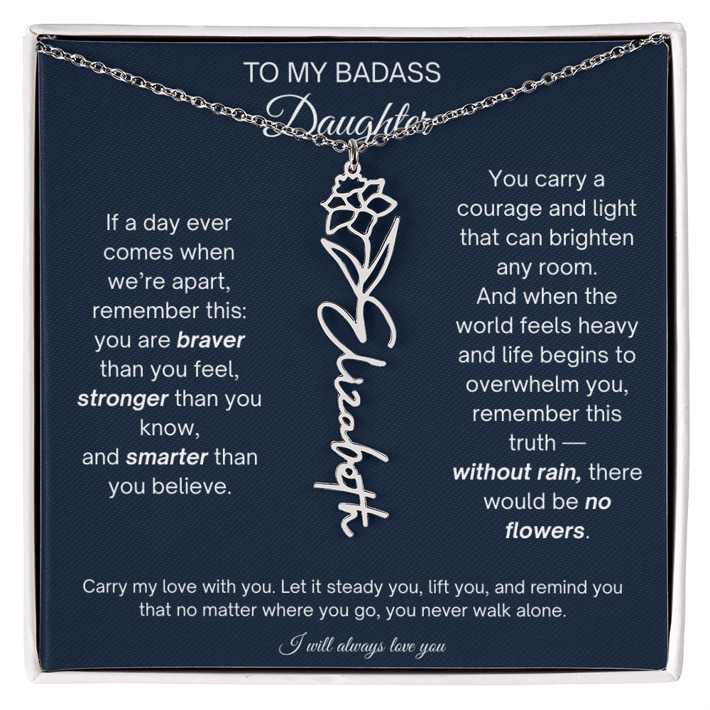 Daughter Encouragement Gift - Personalized Flower Name Necklace