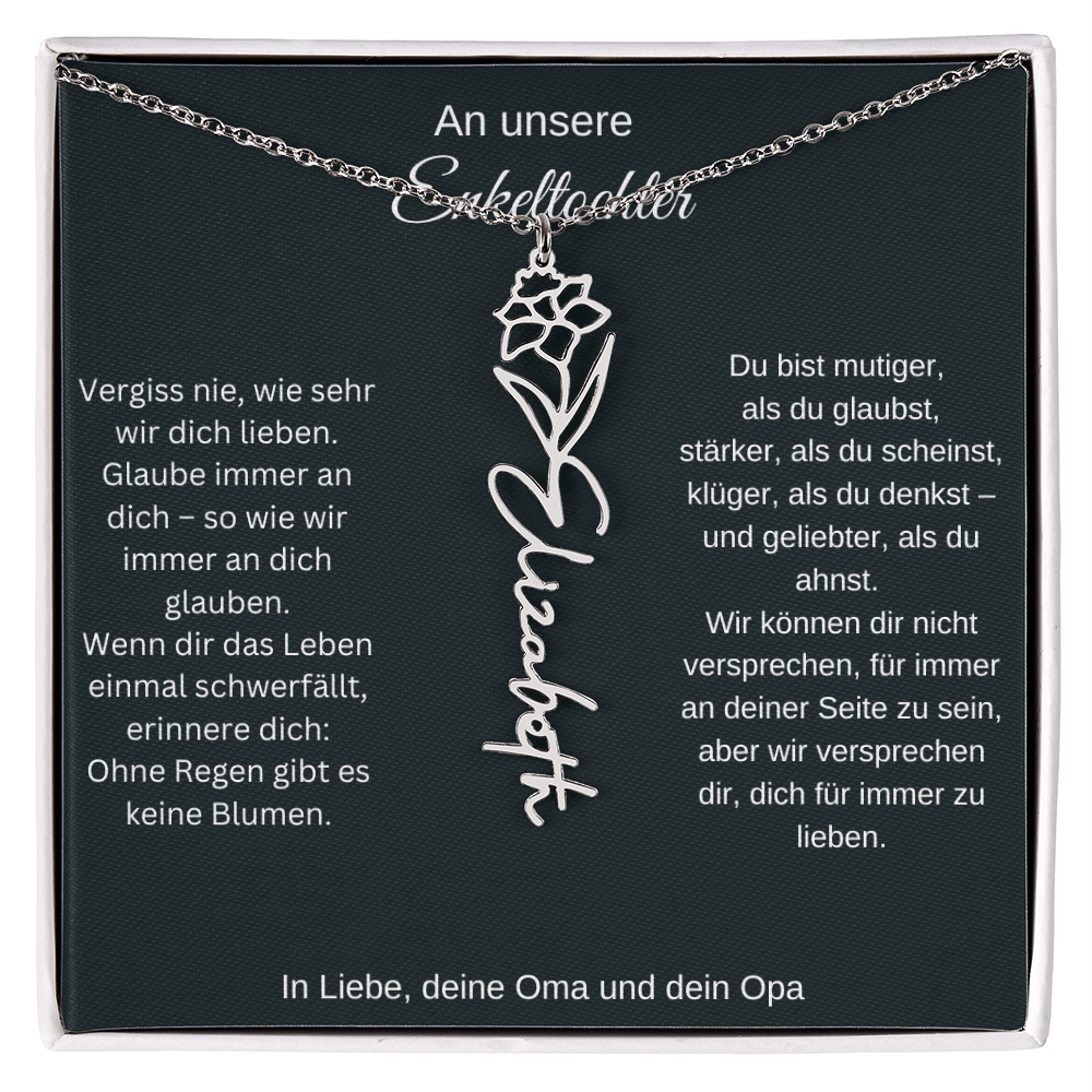 Geburtsblumen Namenskette Enkeltochter
