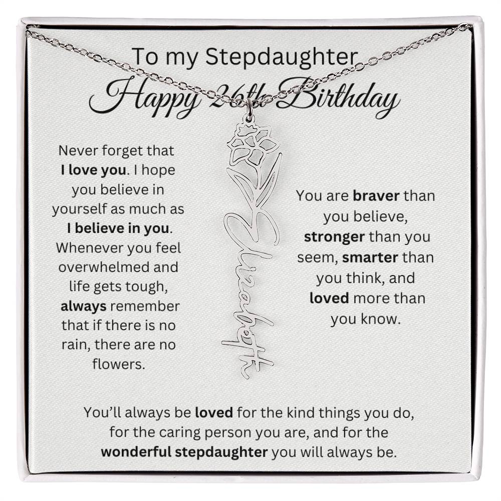 To My Stepdaughter Happy 26th Birthday - Flower Name Necklace