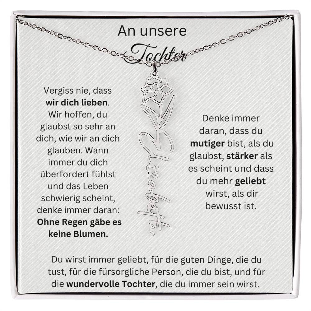 An Unsere Tochter - Vergiss Nie Geburtsblumen Kette Personalisierbar Mit Namen