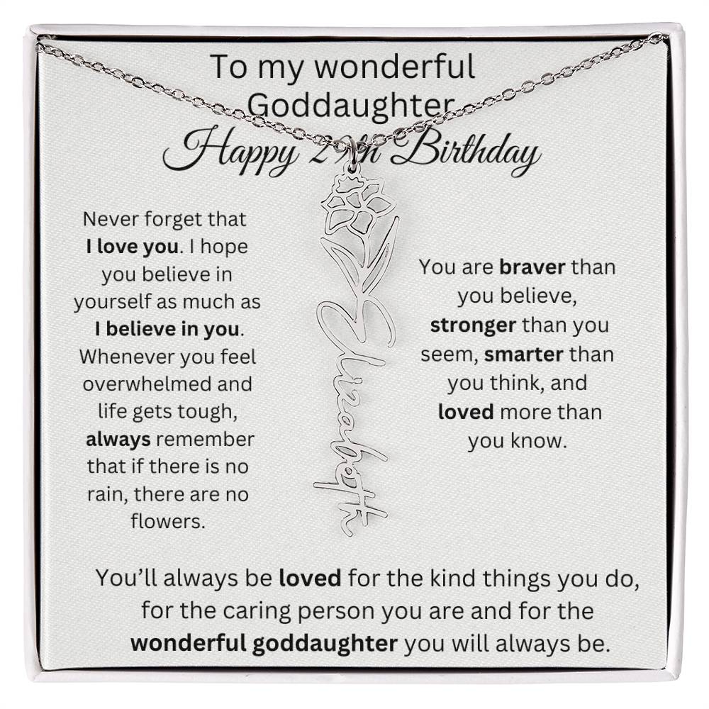 To My Wonderful Goddaughter - Happy 29th Birthday - Flower Name Necklace