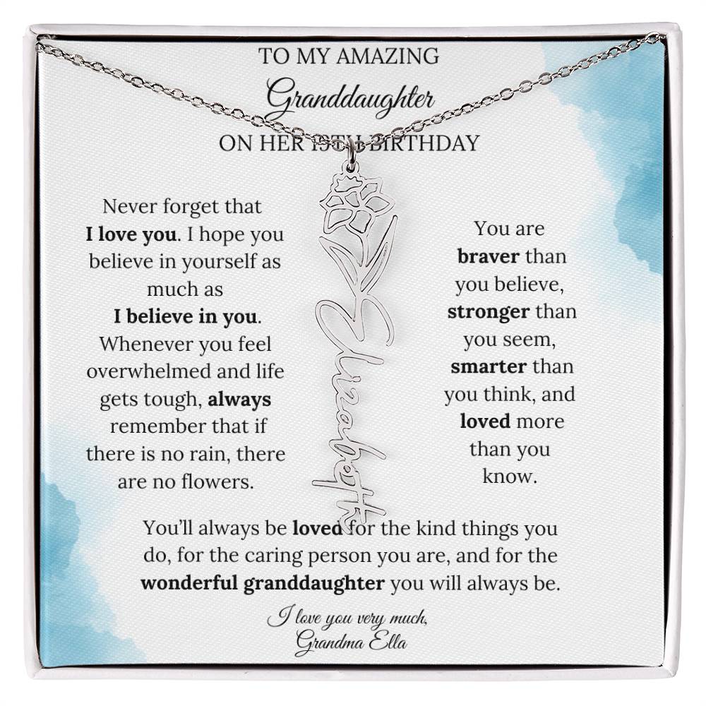 Birth Month Flower Name Necklace for My Granddaughter's 19th Birthday
