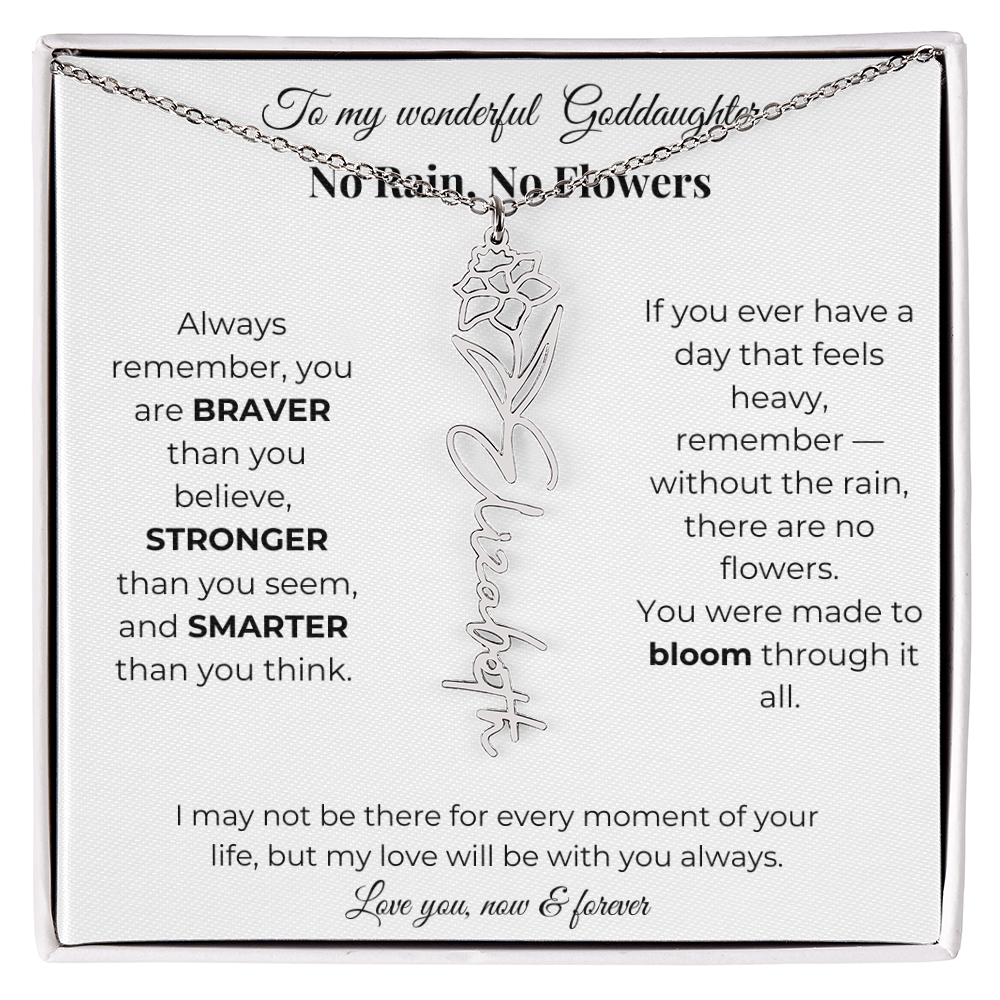 Birth Flower Necklace for Goddaughter with Message Card