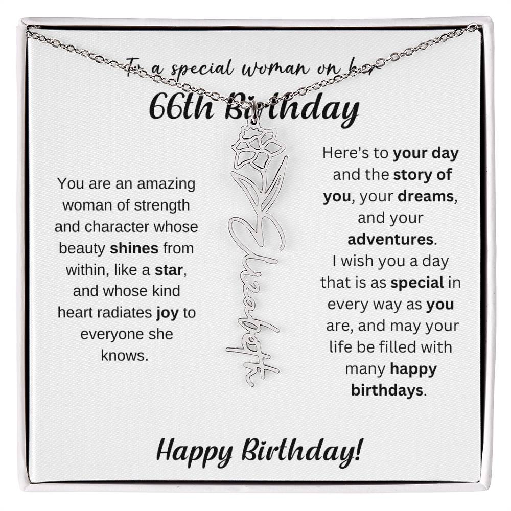 66th Birthday Gift Birthflower Necklace