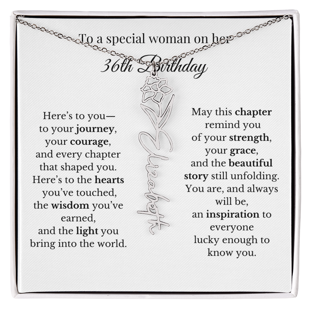 36th Birthday Gift for Her Birth Flower Name Necklace