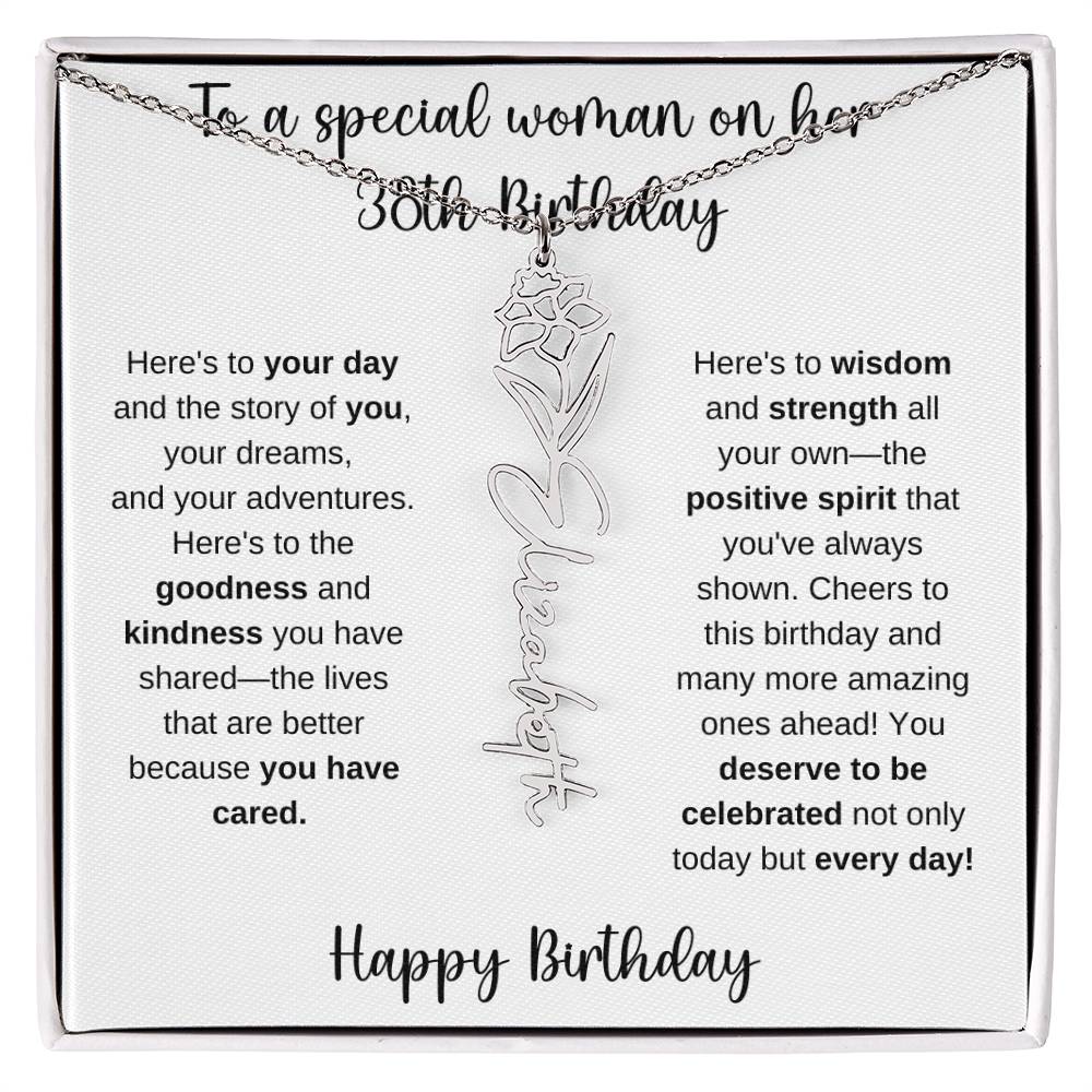 38th Birthday - Flower Name Necklace