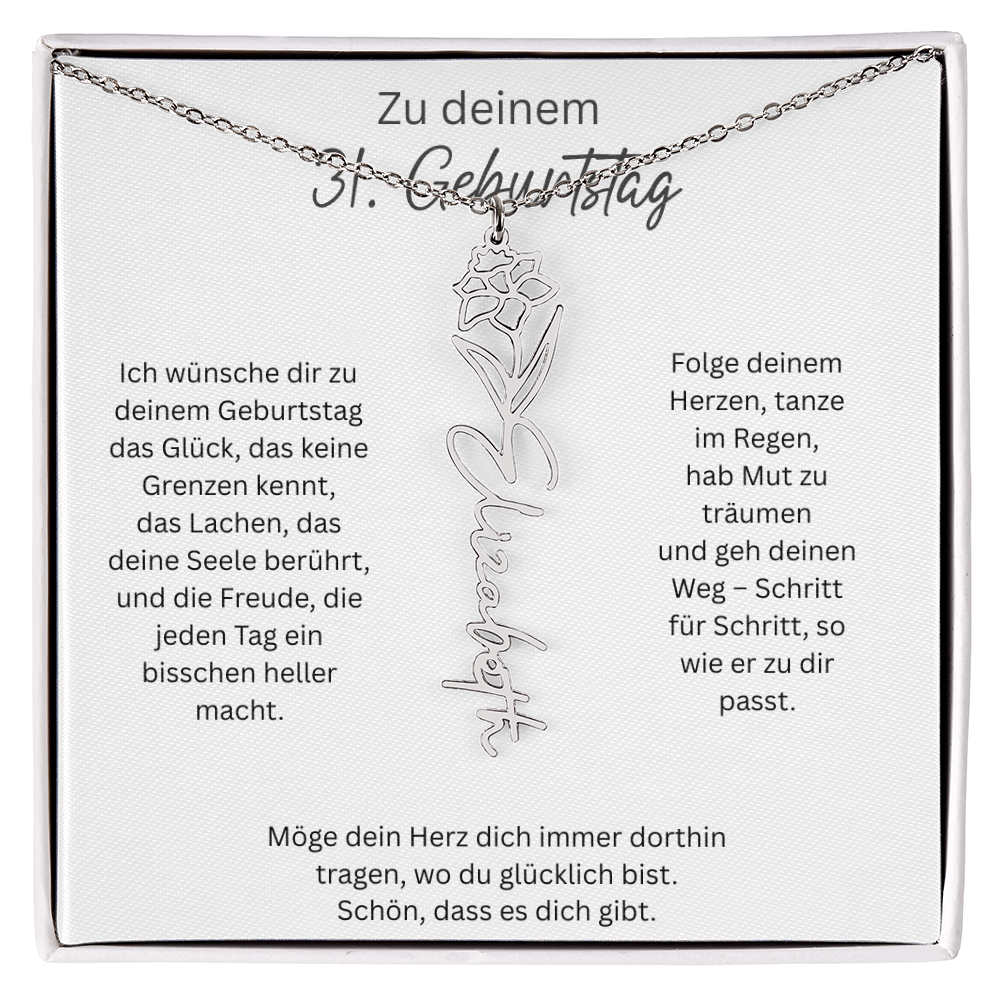 Geburtsblumen Namenskette zum 31 Geburtstag personalisiert Name Kette Gravur Geschenk
