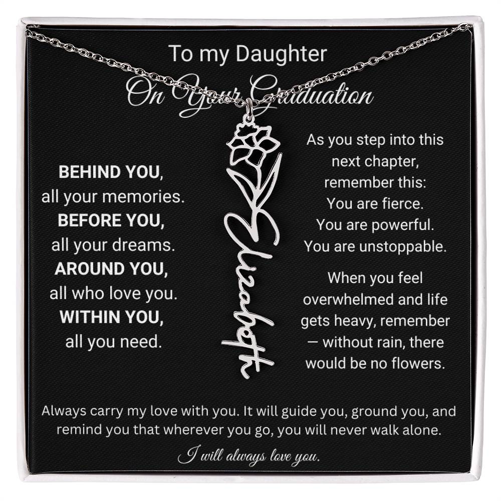 To My Daughter On Your Graduation | Carry My Love | Flower Name Necklace