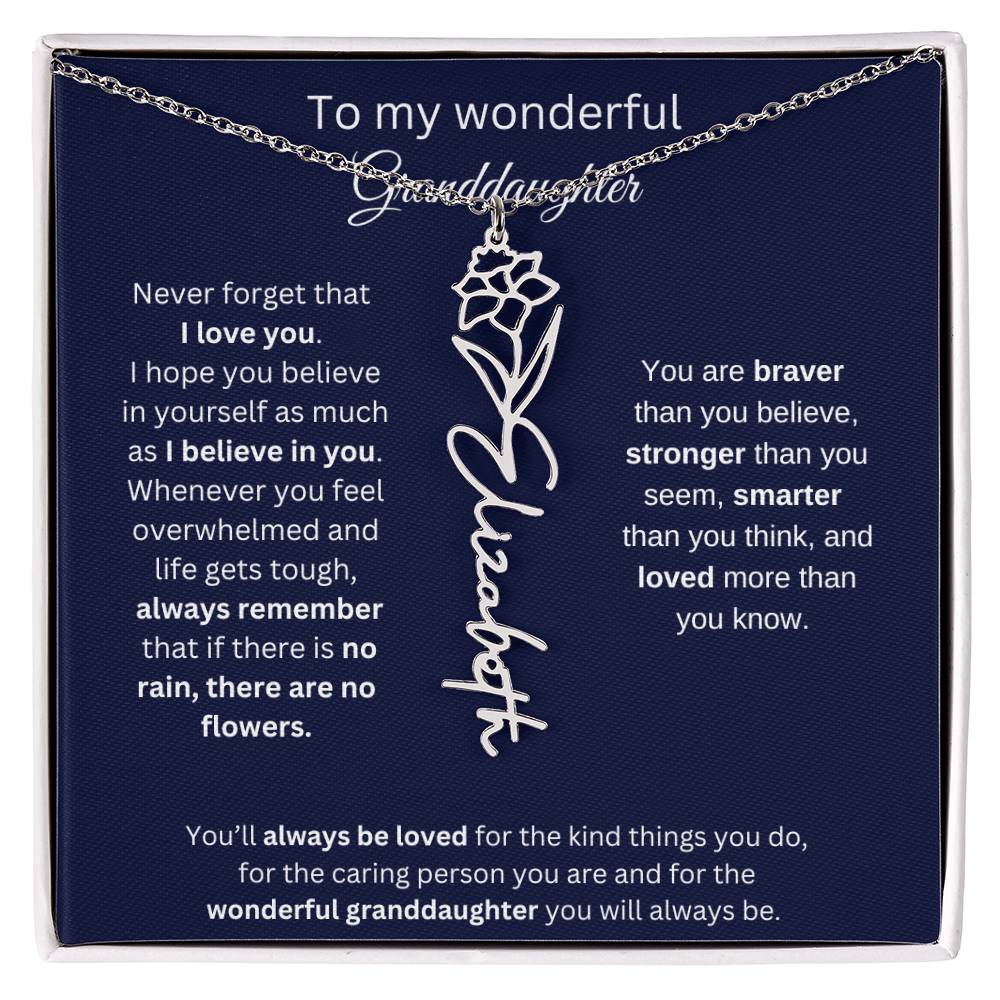To My Wonderful Granddaughter  Personalized Birth Month Flower Necklace 1