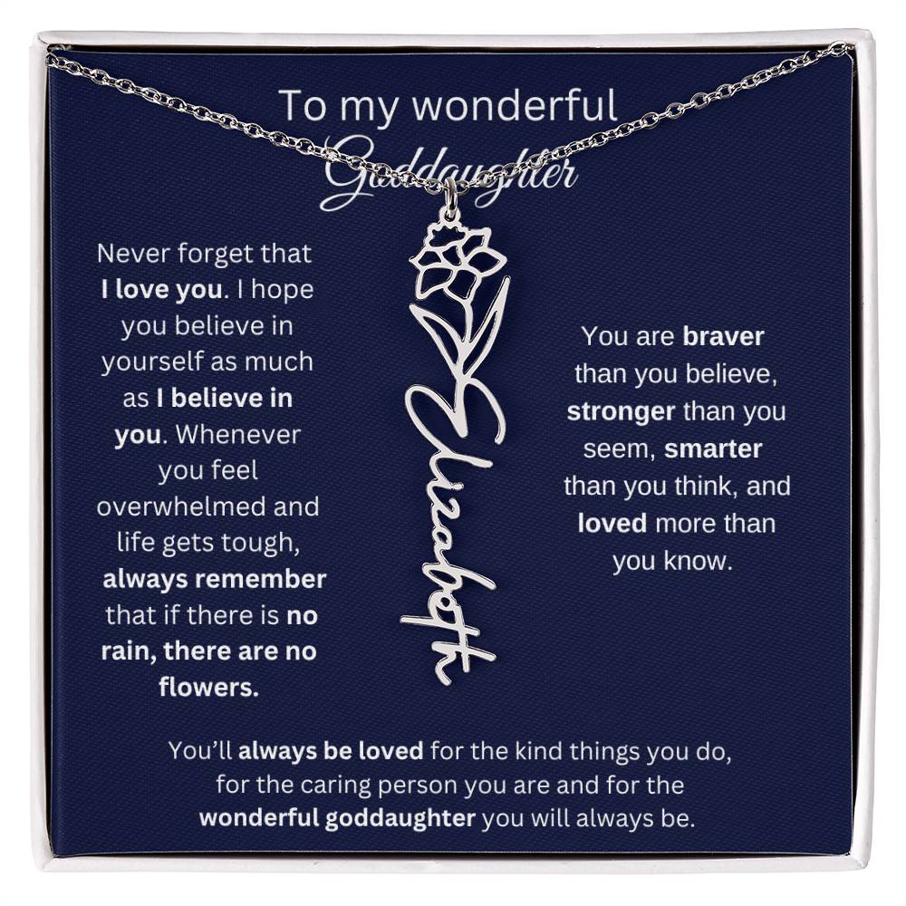 To My Wonderful Goddaughter - I Love You - Flower Name Necklace