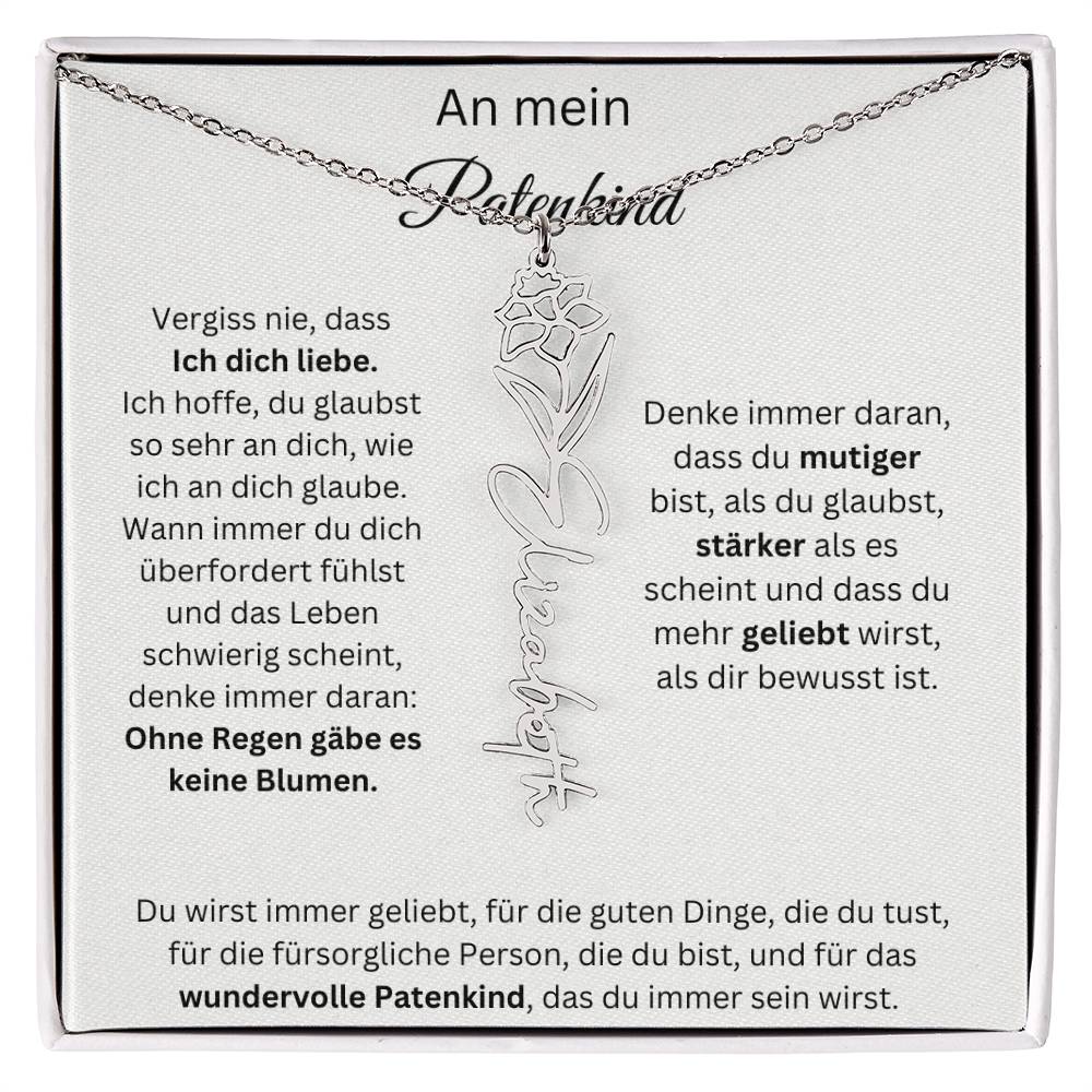 An Mein Patenkind Geburtsblumen Kette