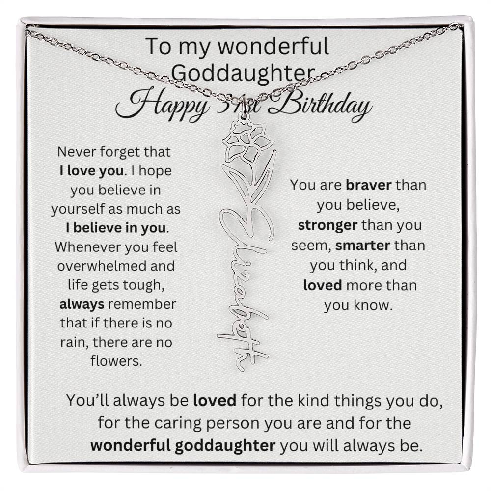 To My Wonderful Goddaughter - Happy 31st Birthday - Flower Name Necklace
