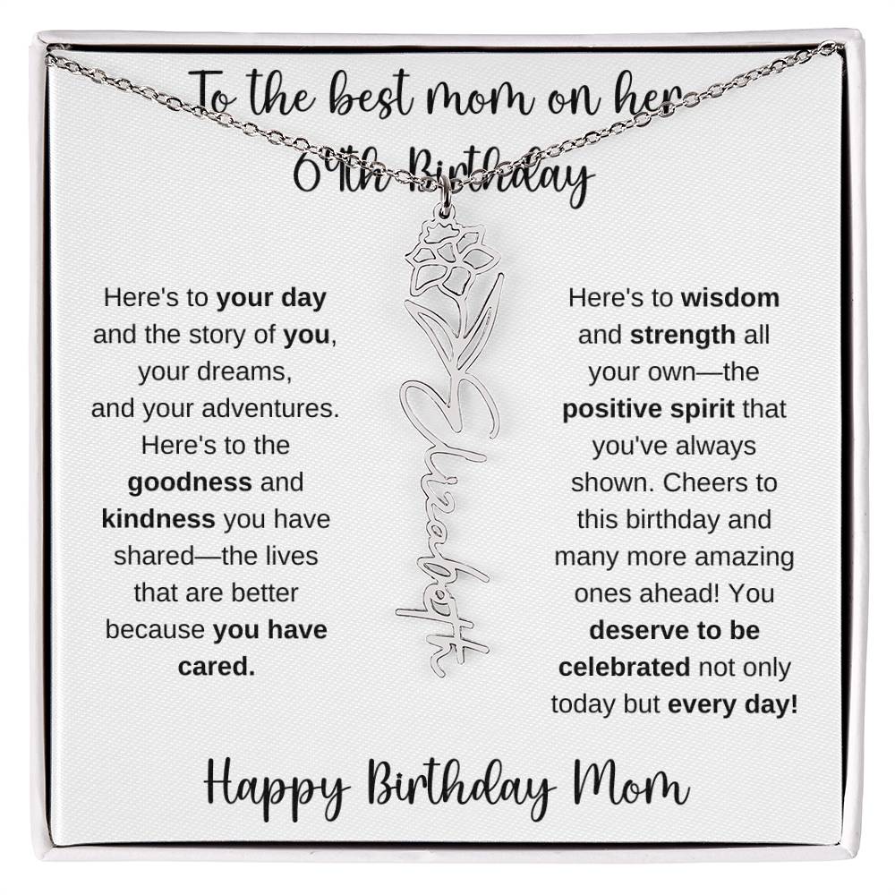 To The Best Mom - Happy 64th Birthday | Flower Name Necklace