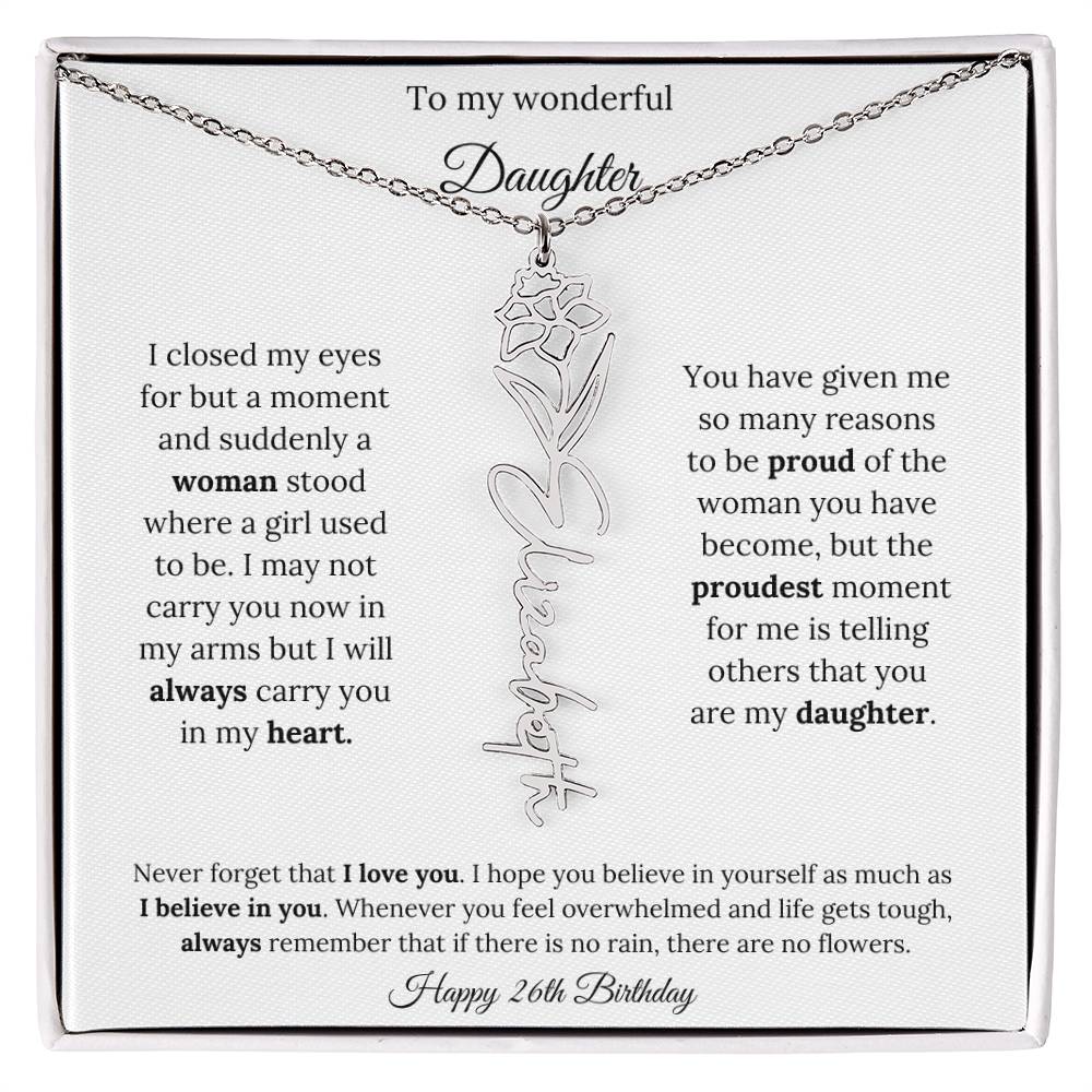 Happy 26th Birthday | Never Forget That I Love You | Flower Name Necklace