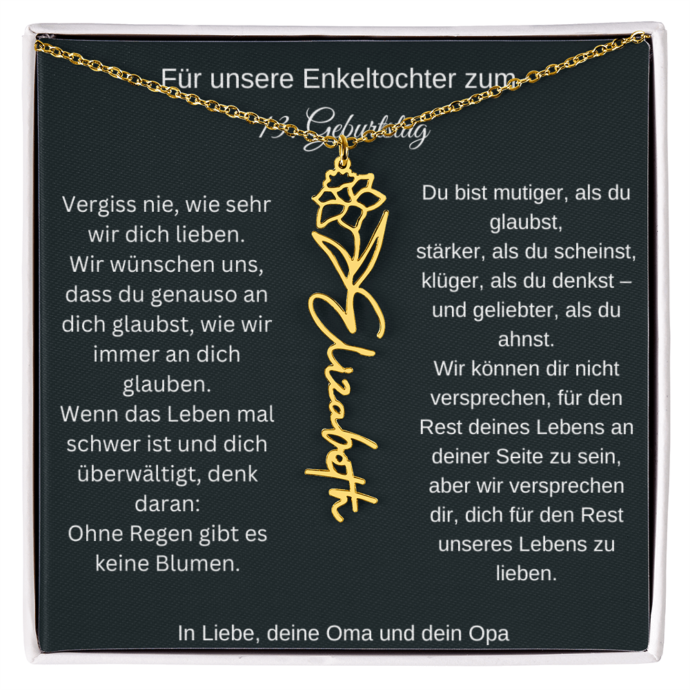 13. Geburtstag Blumen Namenskette