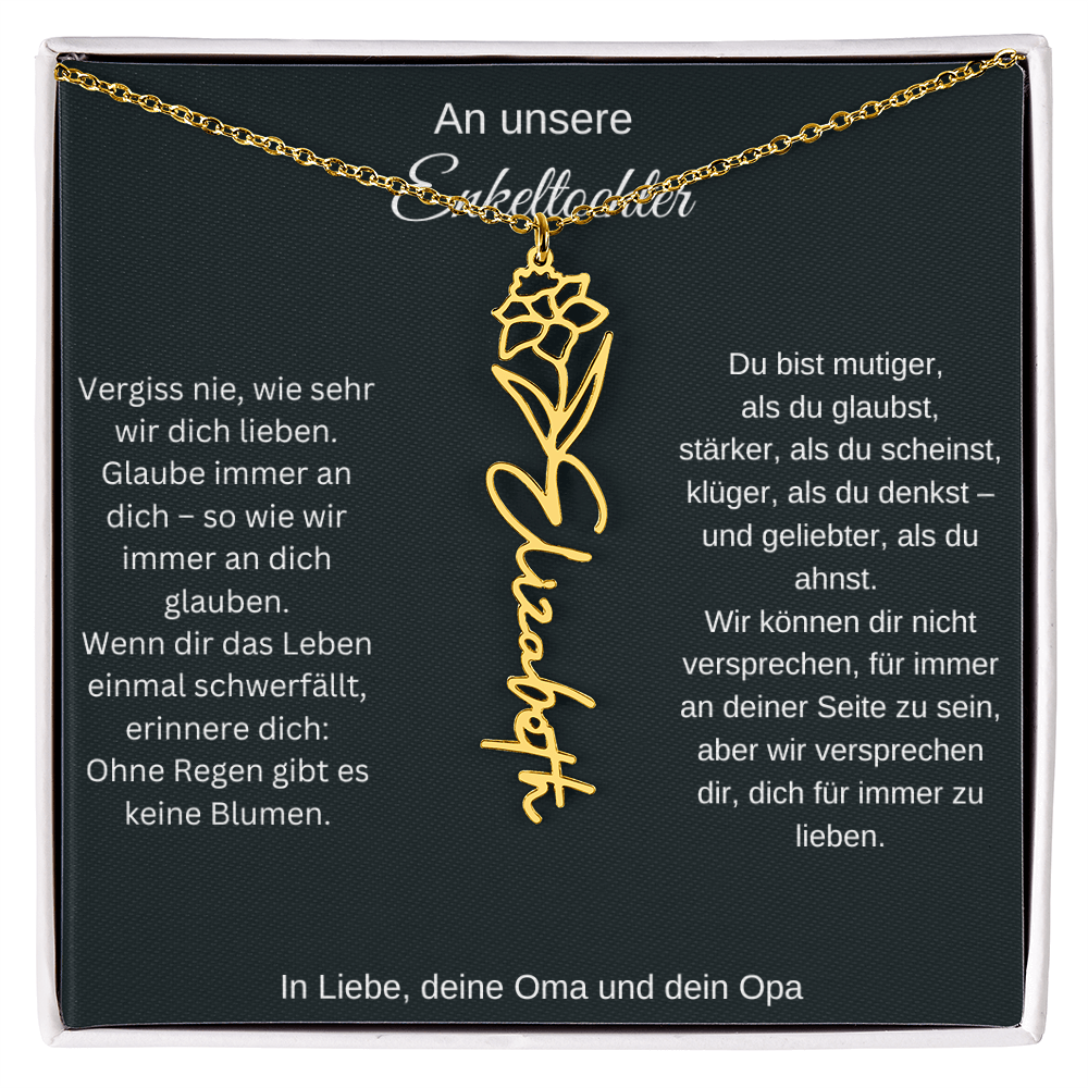 Geburtsblumen Namenskette Enkeltochter