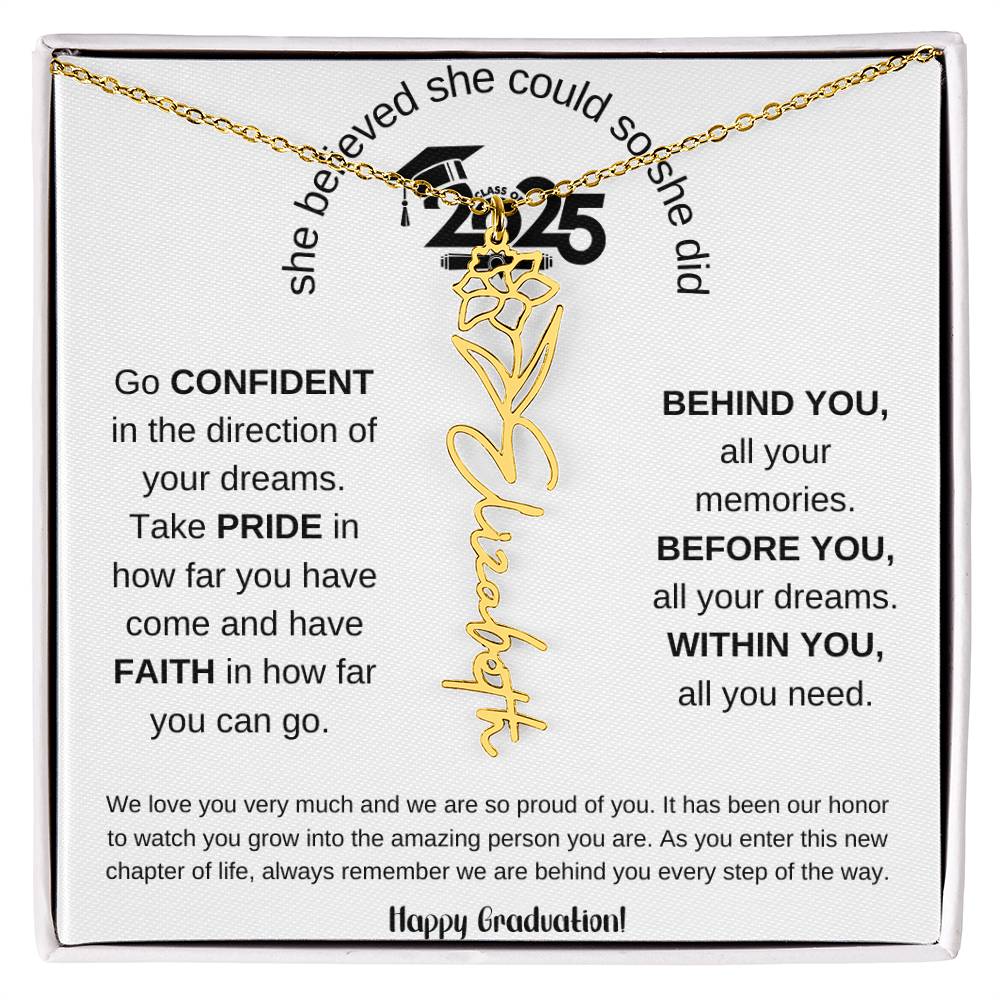 Happy Graduation - Flower Name Necklace