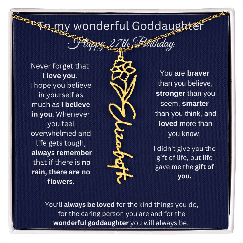Goddaughter 27th Birthday Gift | Flower Name Necklace