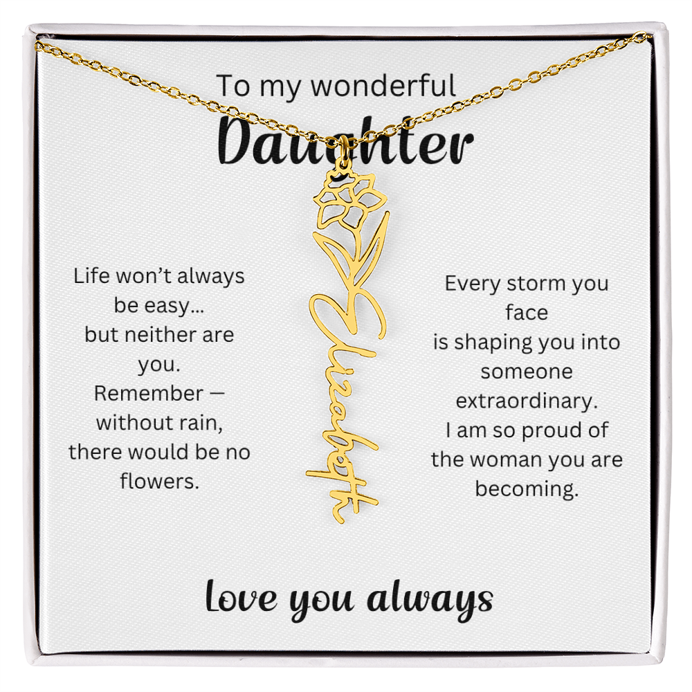 Emotional Gift for Daughter - Birth Flower Name Necklace 2