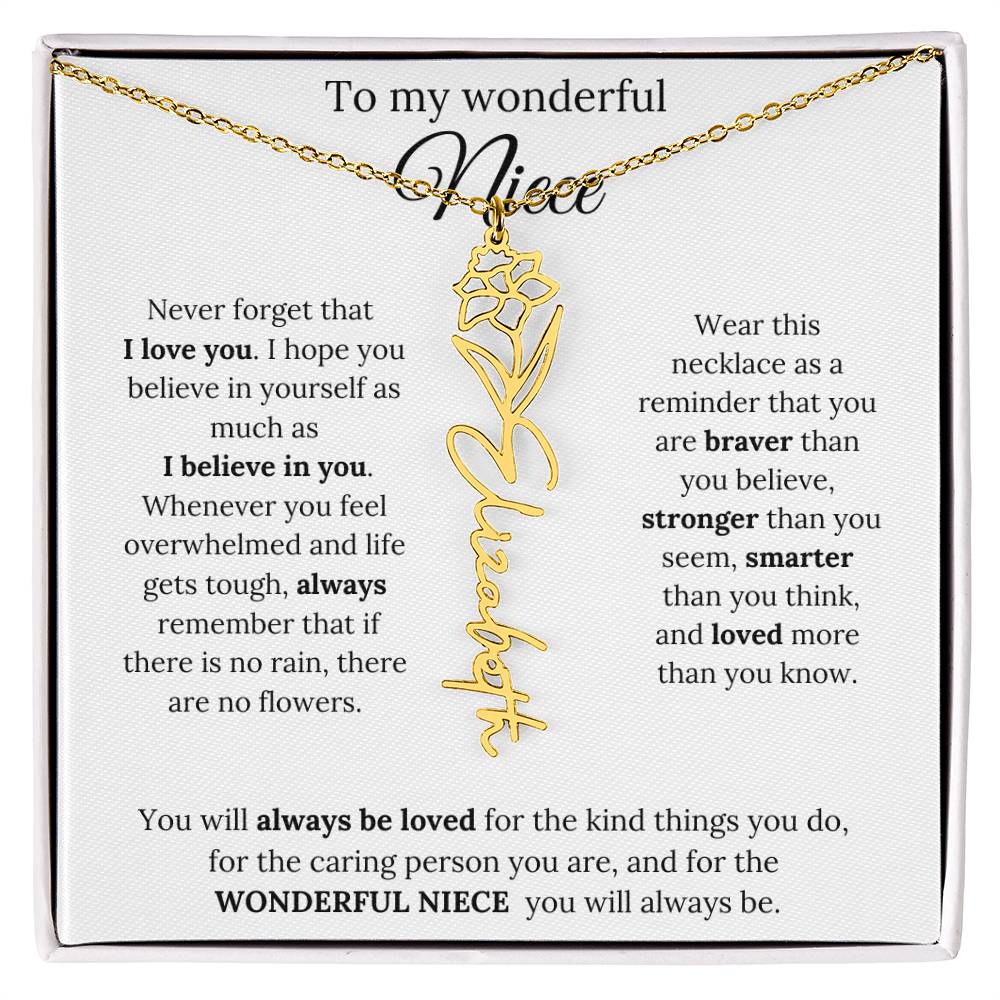 To My  Niece Birthmonth Flower Necklace 1