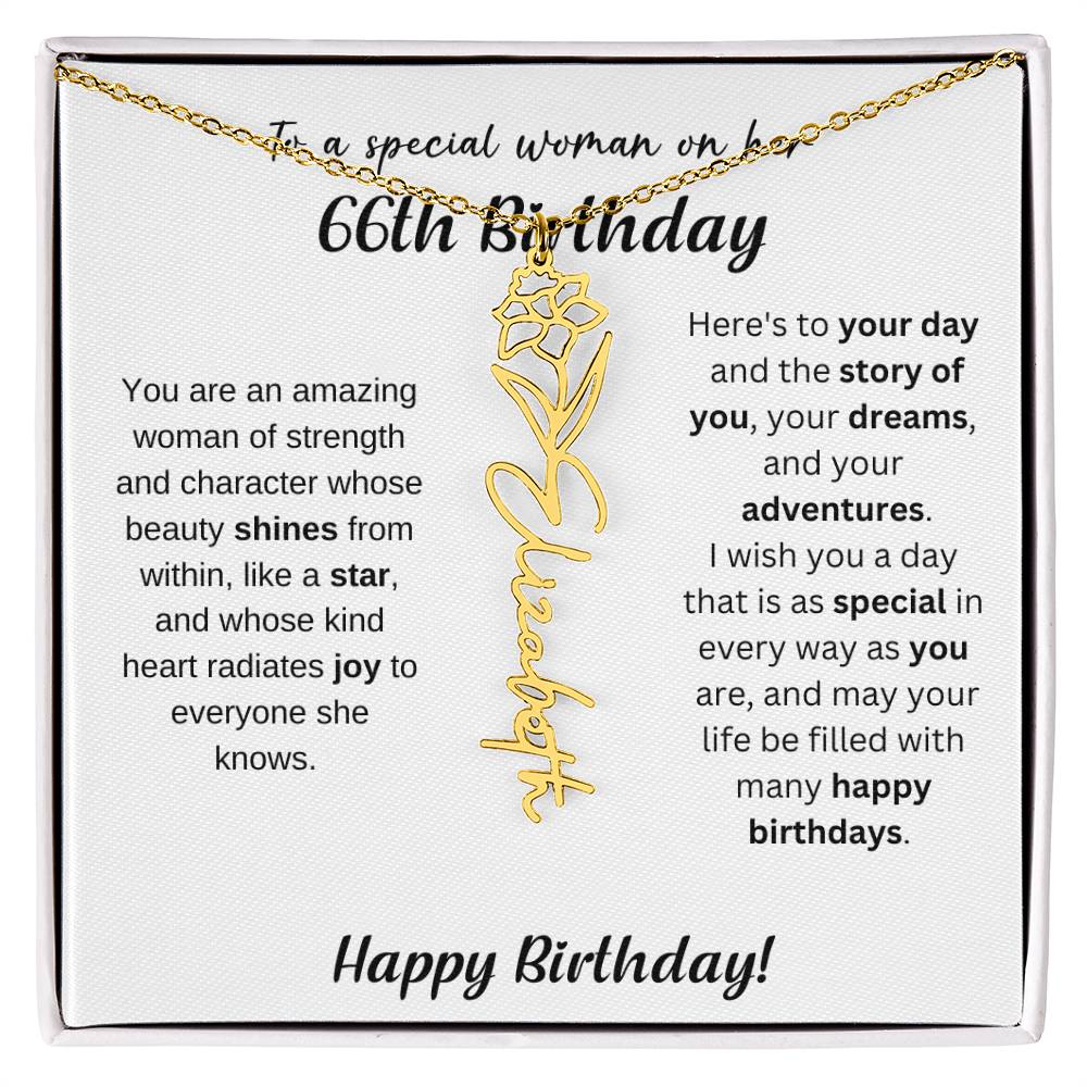 66th Birthday Gift Birthflower Necklace