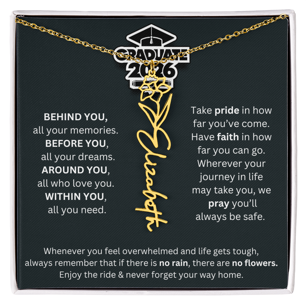 2026 Graduation Gift | Birth Flower Name Necklace 1