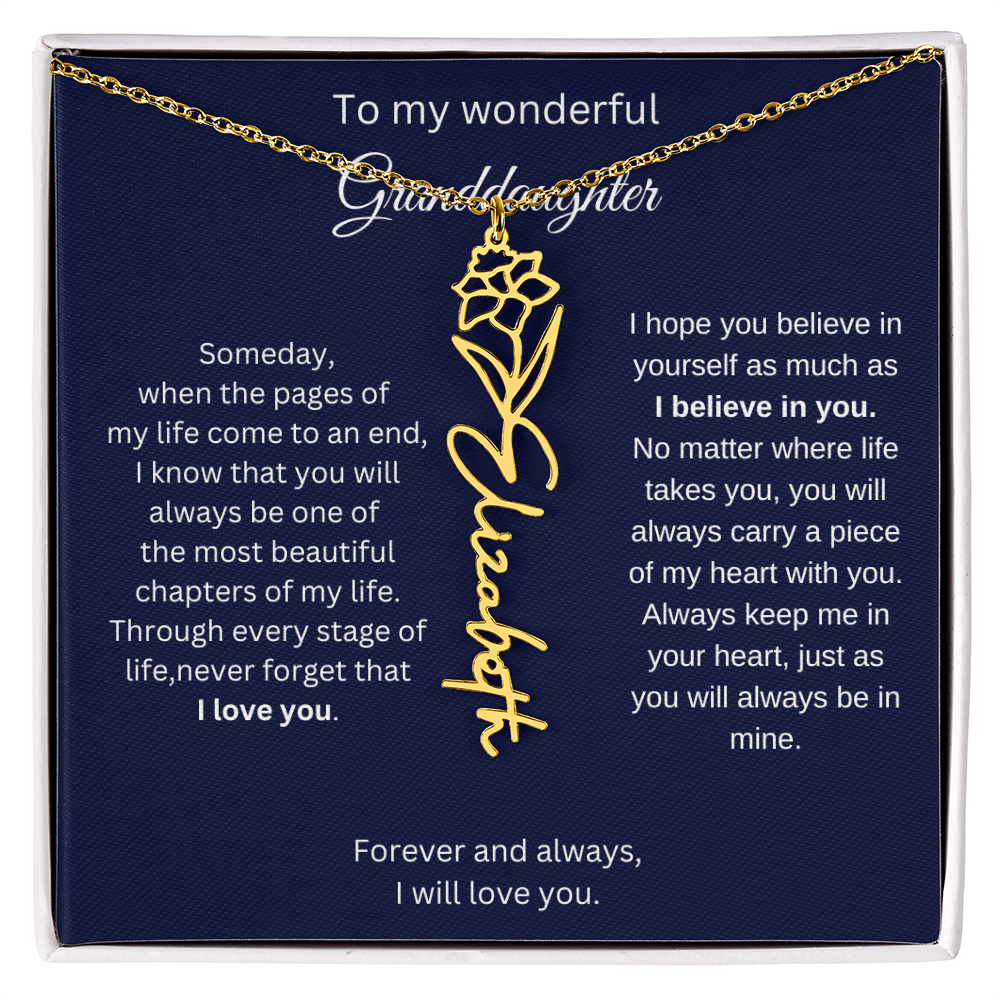 Meaningful Jewelry for Granddaughter - Birth Flower Name Necklace