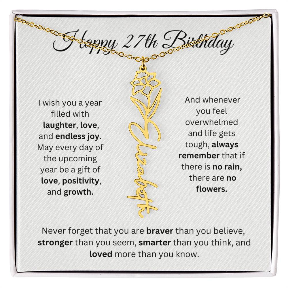 Happy 27th Birthday - Flower Name Necklace
