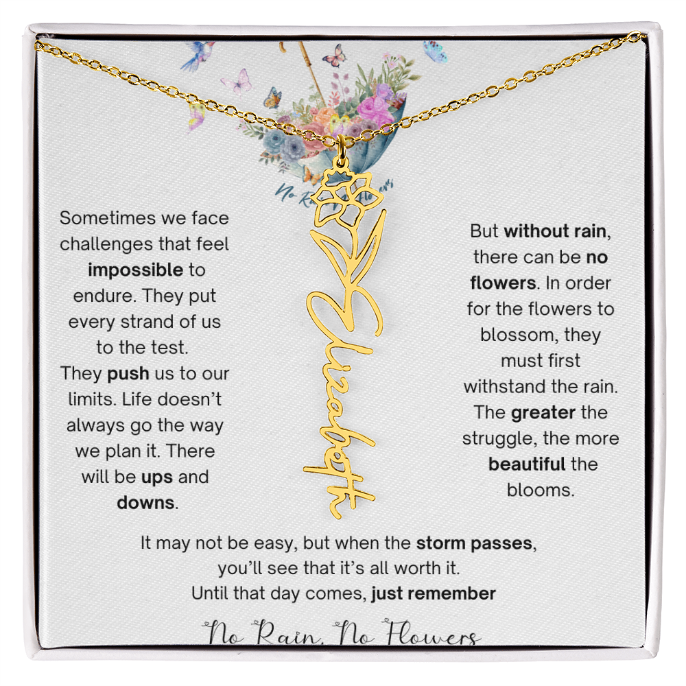 No Rain No Flowers 3 - Flower Name Necklace