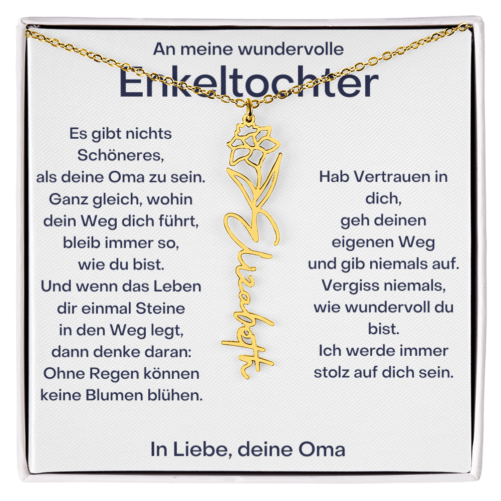 Personalisierte Geburtsblumenkette für Enkeltochter Von Oma