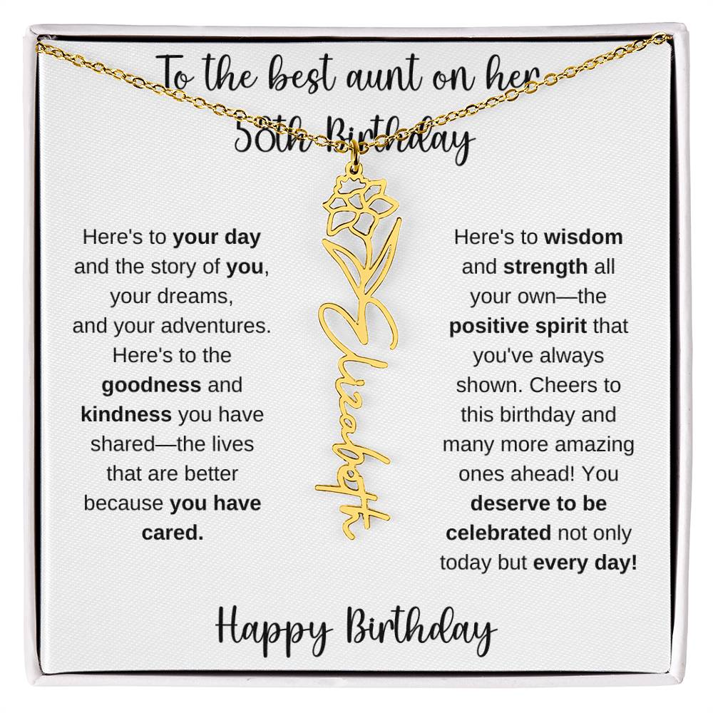 To The Best Aunt - Happy 58th Birthday | Flower Name Necklace