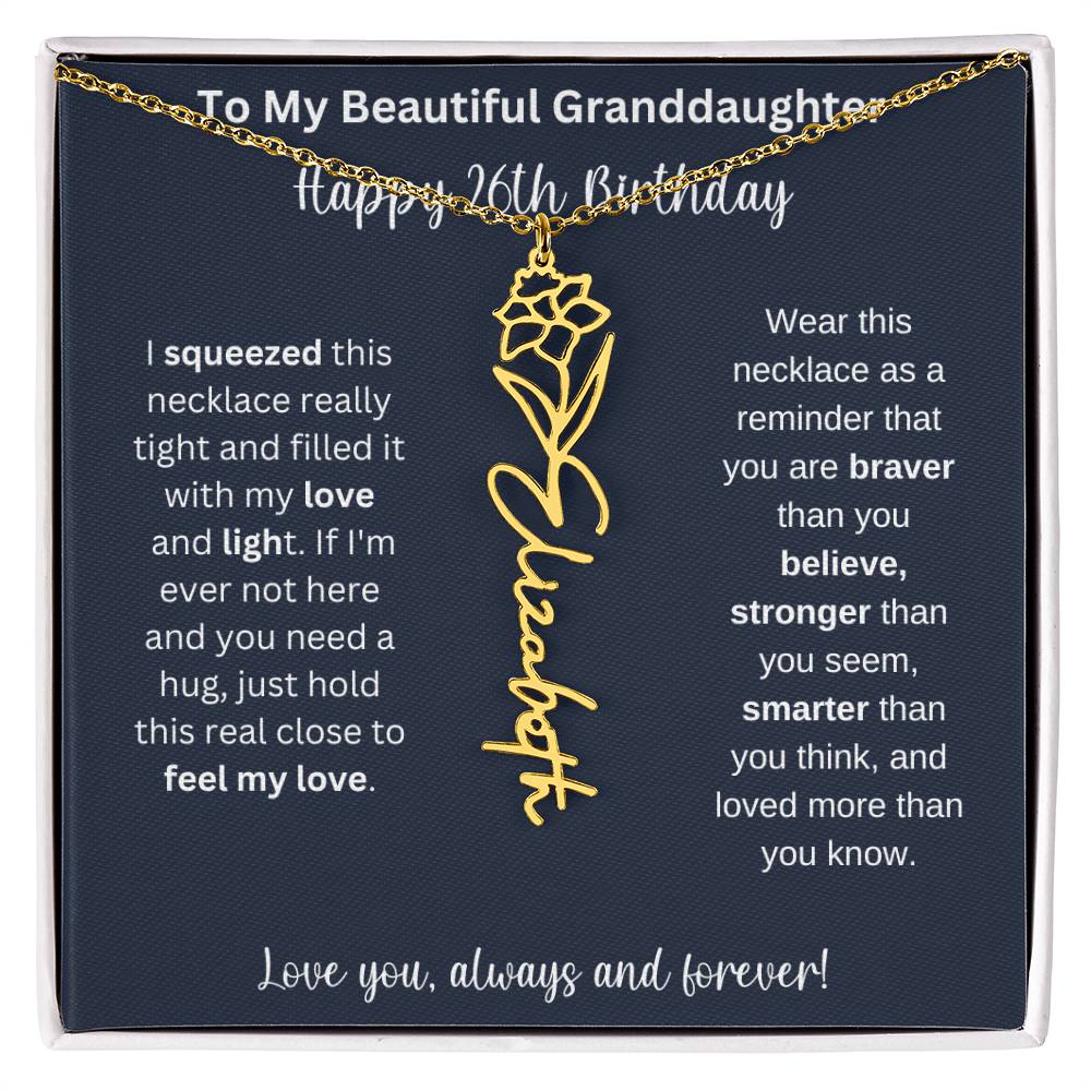 Flower Name Necklace 26th Birthday Necklace Gift To My Granddaughter