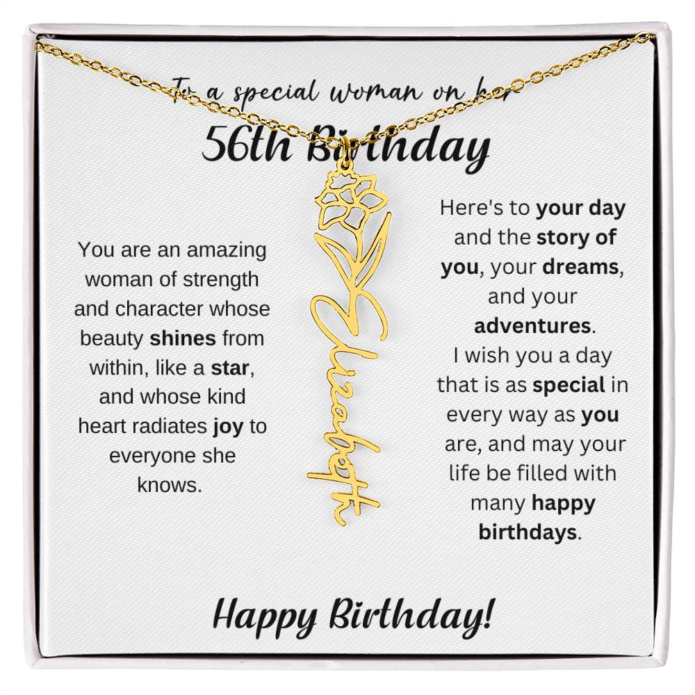 56th Birthday Gift Birthflower Necklace