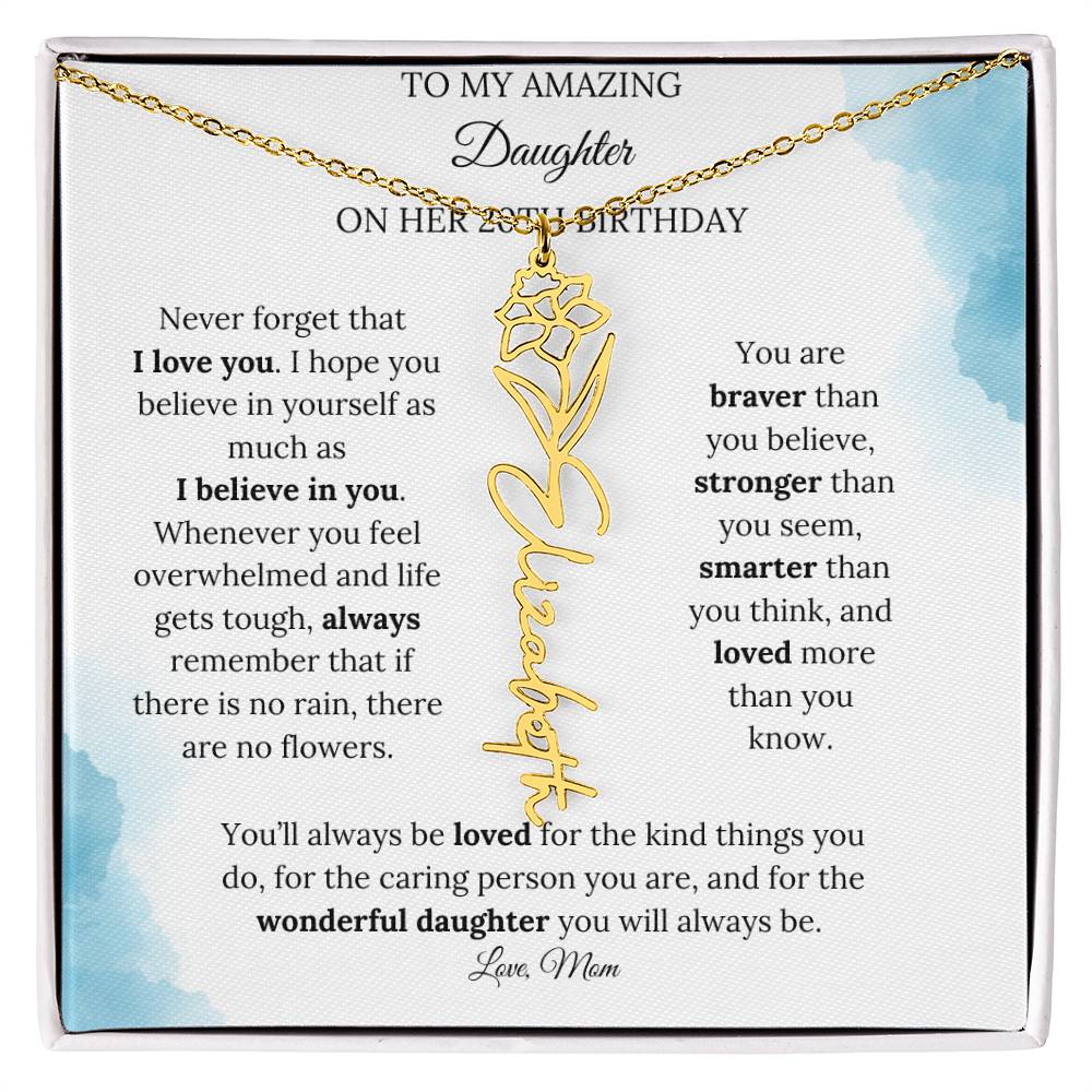 Birth Month Flower Name Necklace for My Daughter's 20th Birthday