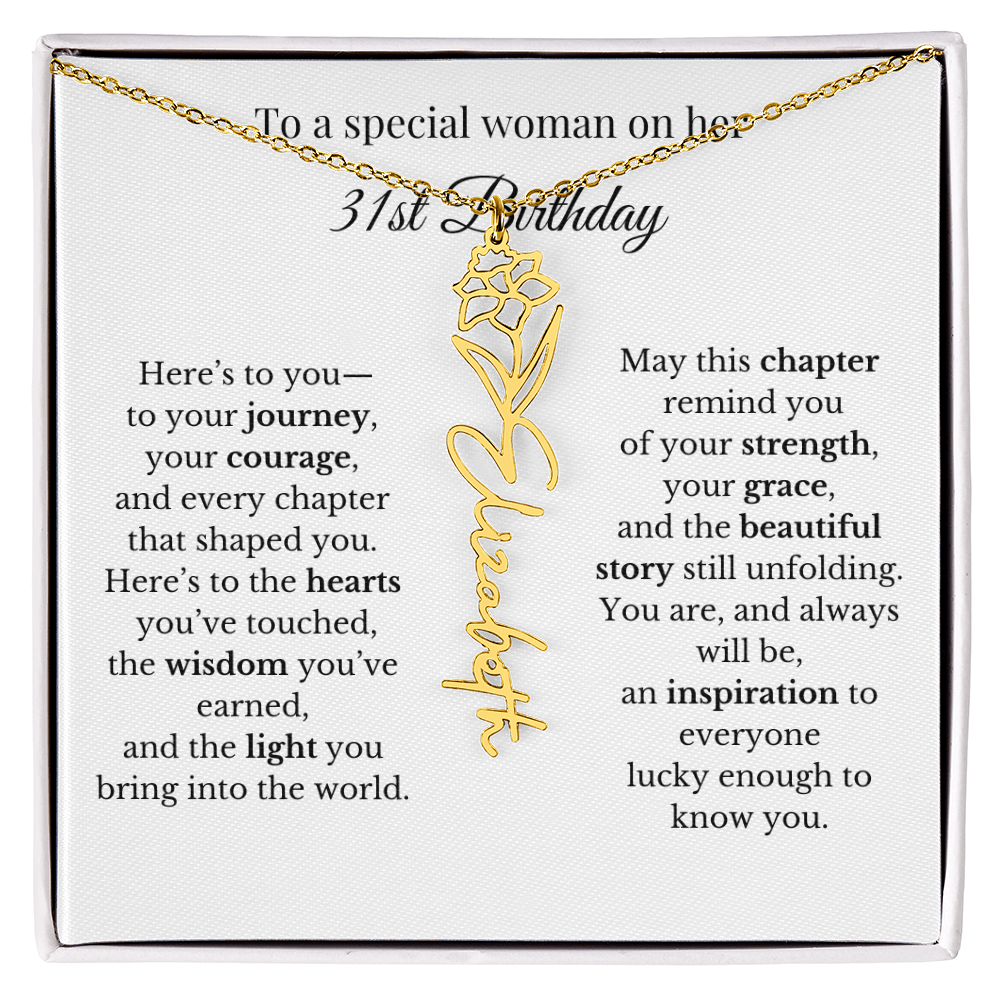 31st Birthday Gift for Her Birth Flower Name Necklace