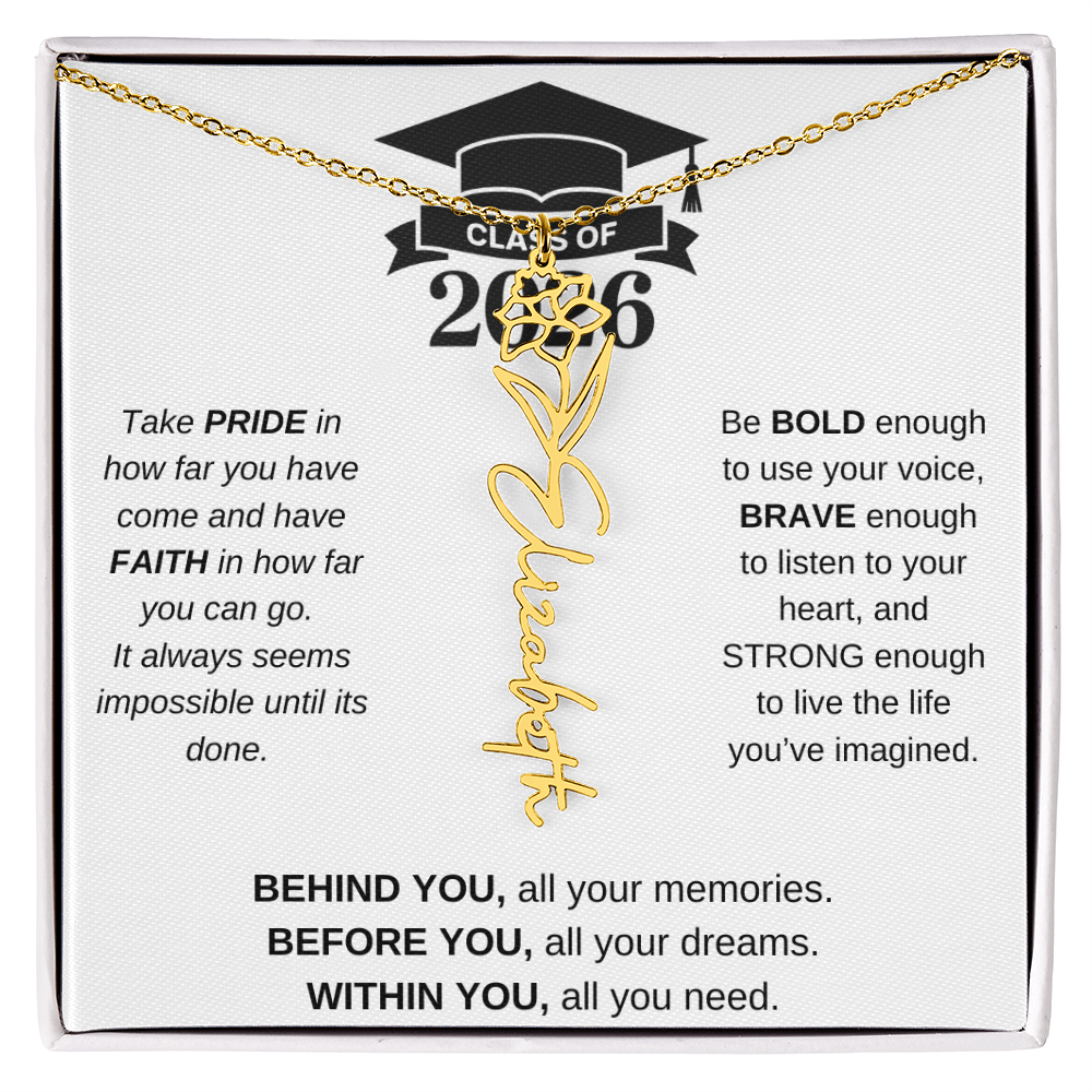 2026 Graduation Jewelry Birthmonth Flower Name Necklace