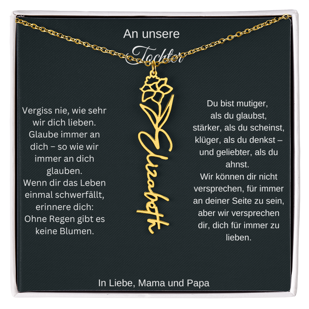 Geburtsblume Namenskette Tochter personalisierte Gravur Kette Geschenk